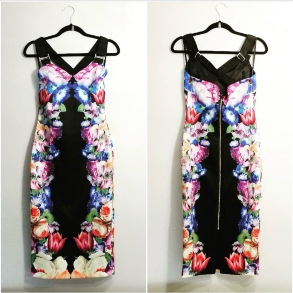 Ted Baker Black Floral Midi Dress